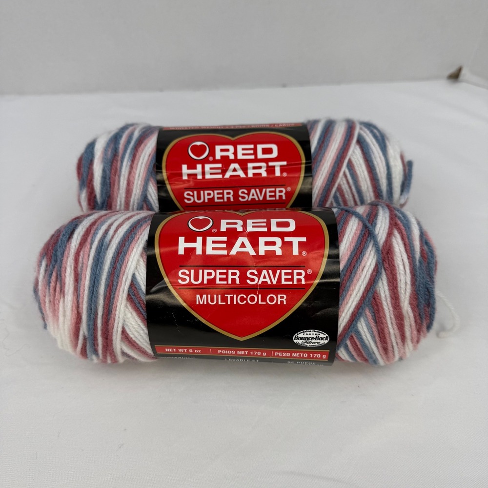 Red Heart Super Saver Yarn Wedgewood 0392 2 Skeins Worsted 100% Acrylic